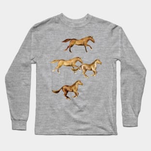 Wild and Free Watercolor Horses Long Sleeve T-Shirt